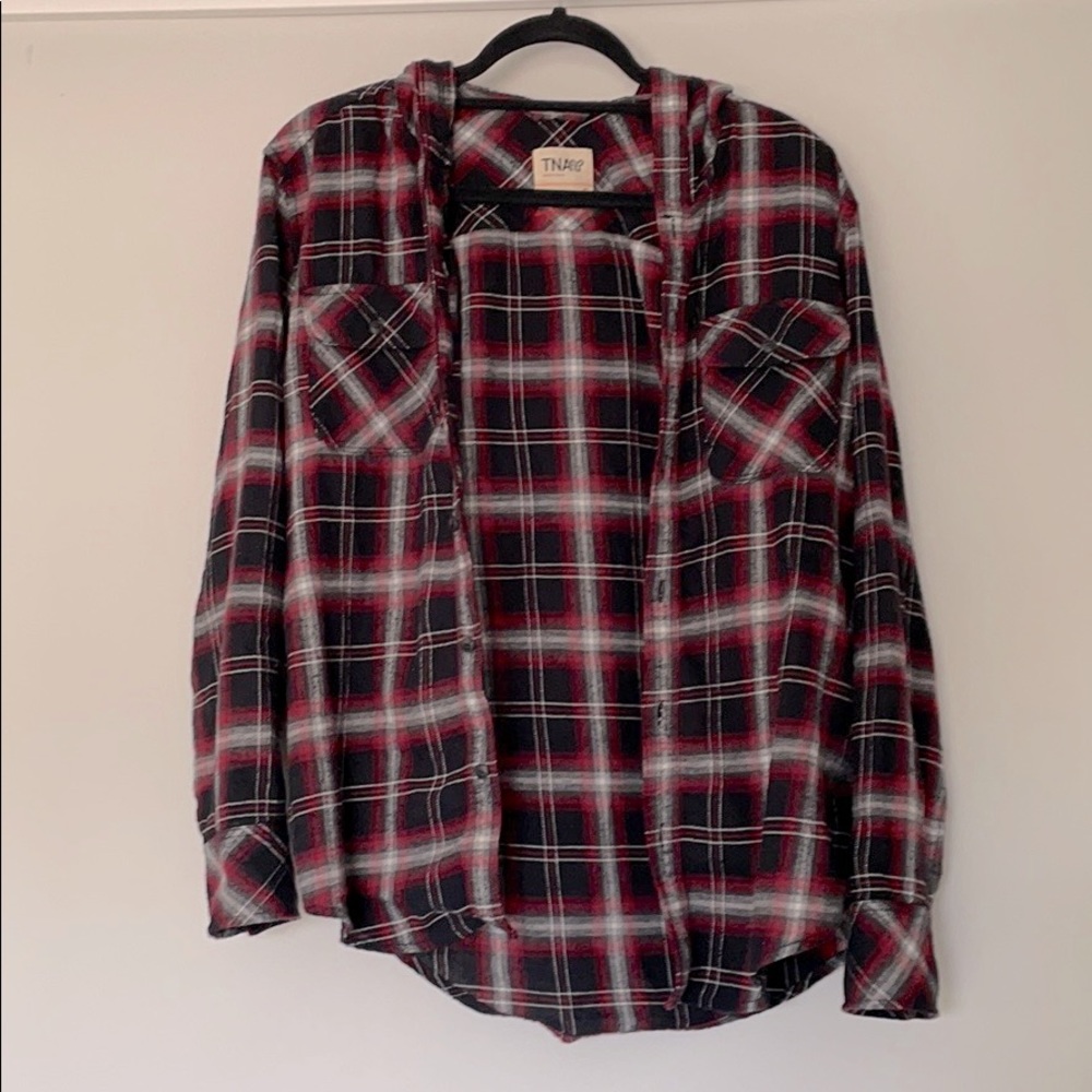 TNA plaid flannel with hood